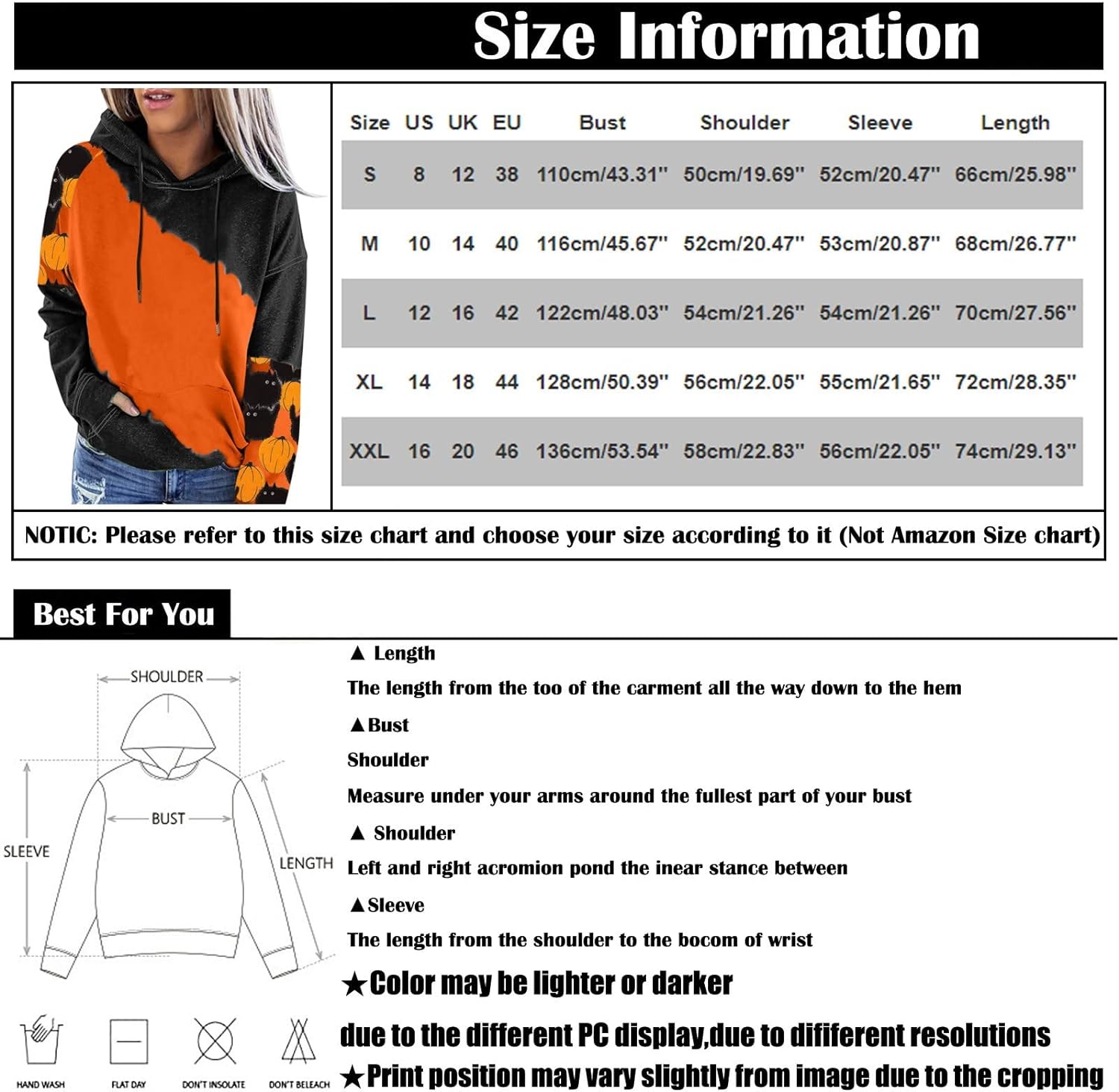 ADHOWBEW Womens Halloween Sweatshirts 2023 Long Sleeve Pumpkin Oversized Cute Y2k Sweaters Pullover