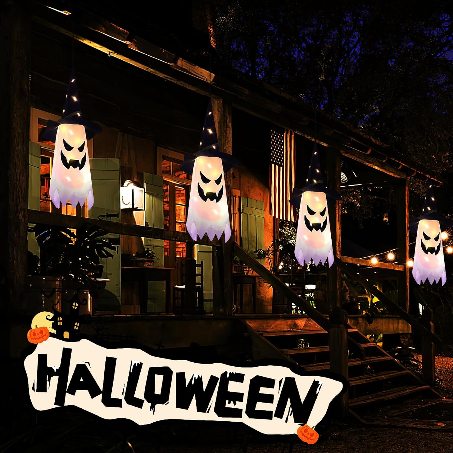 Arperles Halloween Decorations Outdoor Halloween Decor Hanging Outdoor String Lights Glowing Ghost Witch Hat Halloween Decorations Indoor Ornaments Halloween Lights for Home Tree Garden Yard (4Pcs) Arperles Halloween Decorations Outdoor Halloween Decor Hanging Outdoor String Lights Glowing Ghost Witch Hat Halloween Decorations Indoor Ornaments Halloween Lights for Home Tree Garden Yard (4Pcs)