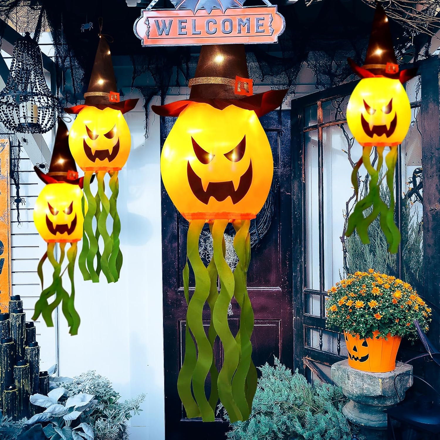 Arperles Halloween Decorations Outdoor Halloween Decor Hanging Outdoor String Lights Glowing Ghost Witch Hat Halloween Decorations Indoor Ornaments Halloween Lights for Home Tree Garden Yard (4Pcs) Arperles Halloween Decorations Outdoor Halloween Decor Hanging Outdoor String Lights Glowing Ghost Witch Hat Halloween Decorations Indoor Ornaments Halloween Lights for Home Tree Garden Yard (4Pcs)
