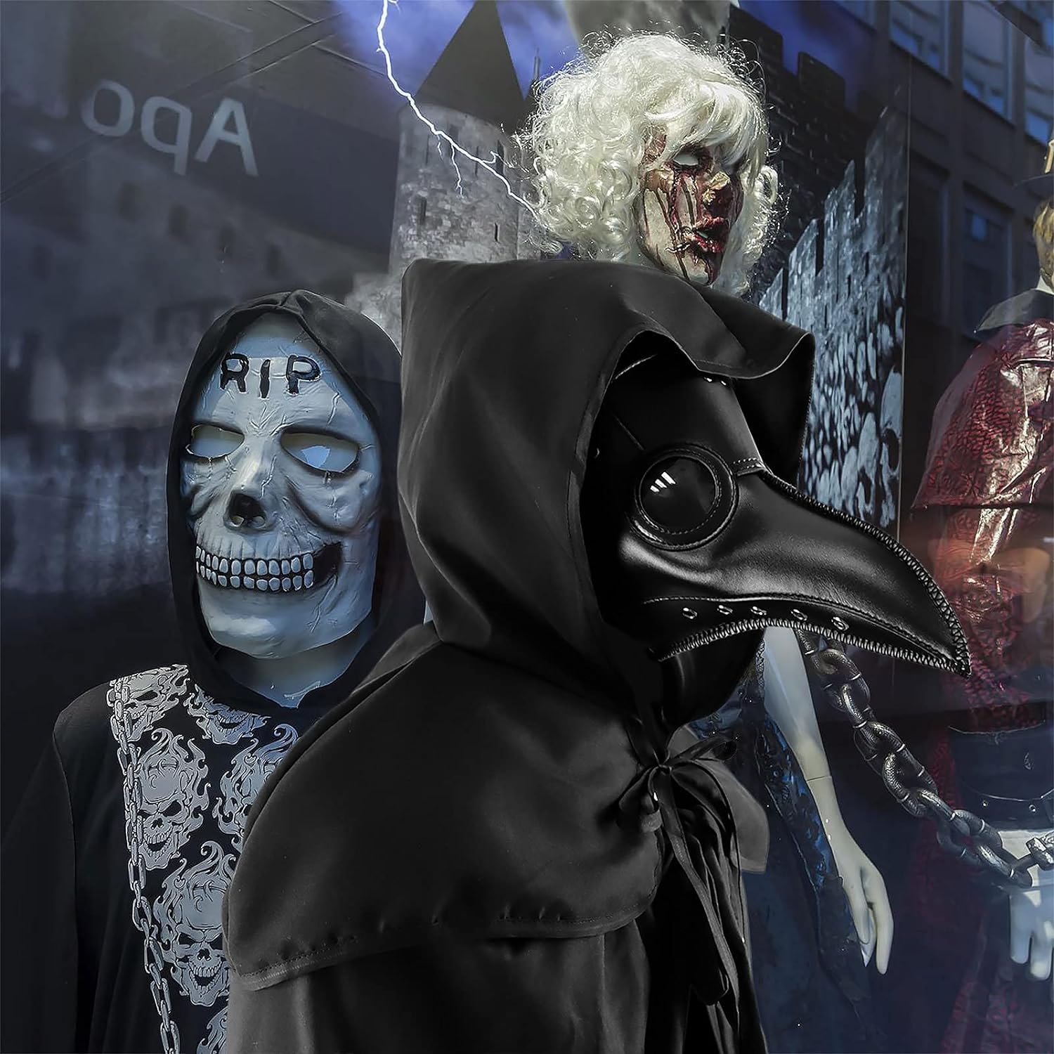 Halloween Plague Doctor Mask Plague Doctor Costume Obito Mask Steampunk Halloween Mask Horror Scary Halloween Mask Costume Props for Party Prom Halloween Gifts Set(3-pc Set) (Black), 12 inches Halloween Plague Doctor Mask Plague Doctor Costume Obito Mask Steampunk Halloween Mask Horror Scary Halloween Mask Costume Props for Party Prom Halloween Gifts Set(3-pc Set) (Black), 12 inches
