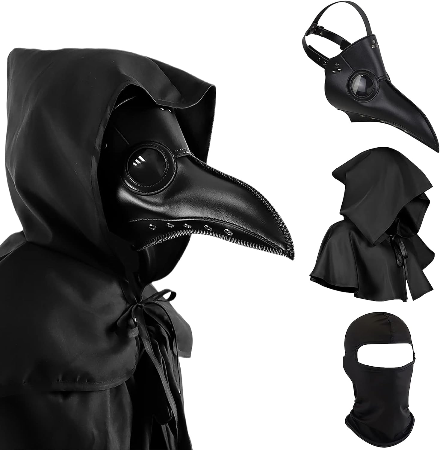 Halloween Plague Doctor Mask Plague Doctor Costume Obito Mask Steampunk Halloween Mask Horror Scary Halloween Mask Costume Props for Party Prom Halloween Gifts Set(3-pc Set) (Black), 12 inches Halloween Plague Doctor Mask Plague Doctor Costume Obito Mask Steampunk Halloween Mask Horror Scary Halloween Mask Costume Props for Party Prom Halloween Gifts Set(3-pc Set) (Black), 12 inches