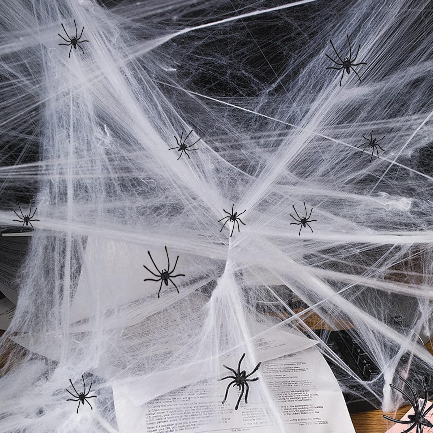 OPULARS Spider Web 300 Sqft Halloween Spider Web Decoration,Super Stretchy Cobwebs Spider Webs with 20 Fake Spiders,Halloween Decorations Indoor,Outdoor, Courtyard, Lawn,Porch, Haunted House