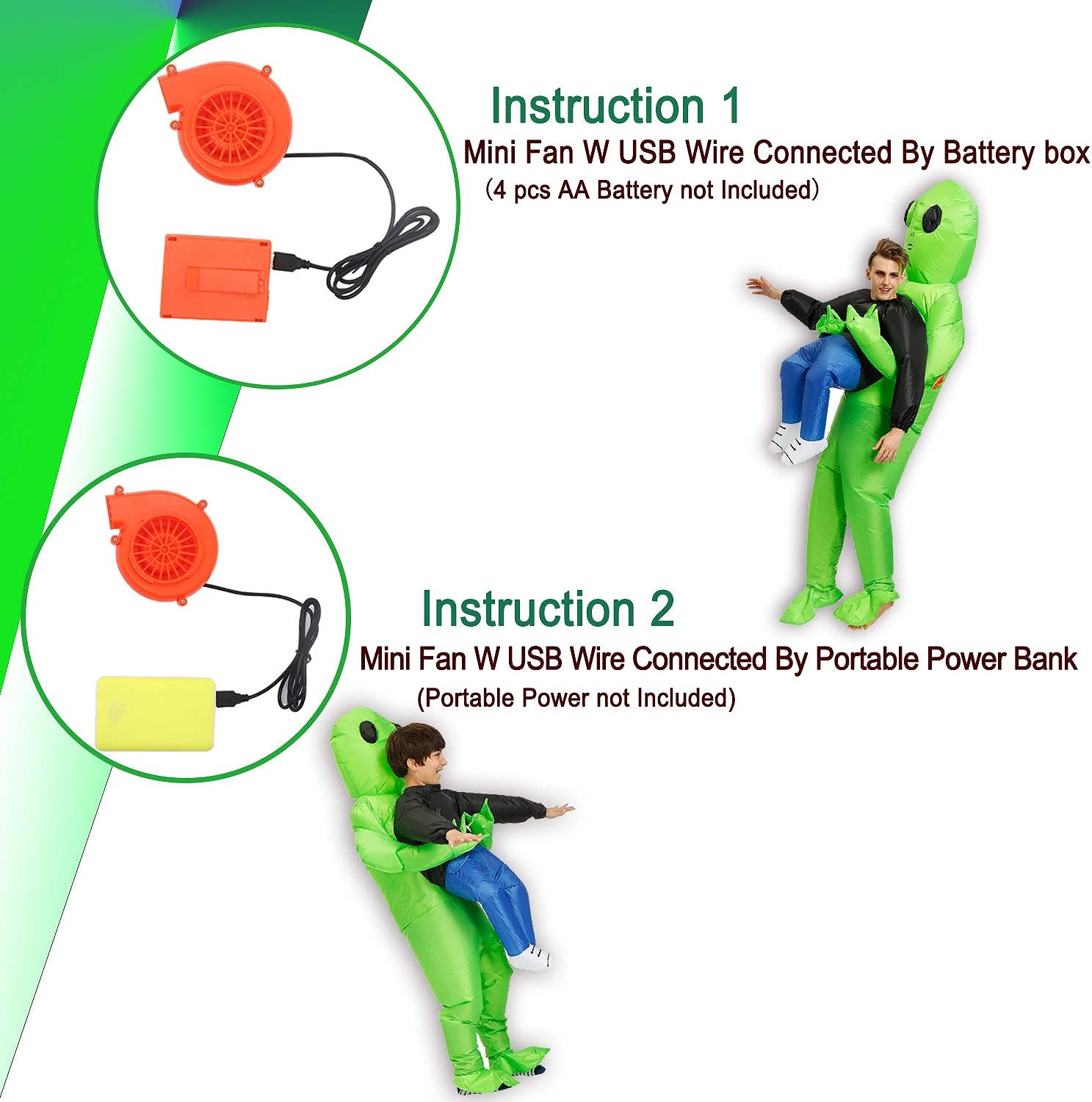 Poptrend Inflatable Alien Costume Inflatable Halloween Costumes Blow Up Alien Costume for Halloween, Easter,Christmas…