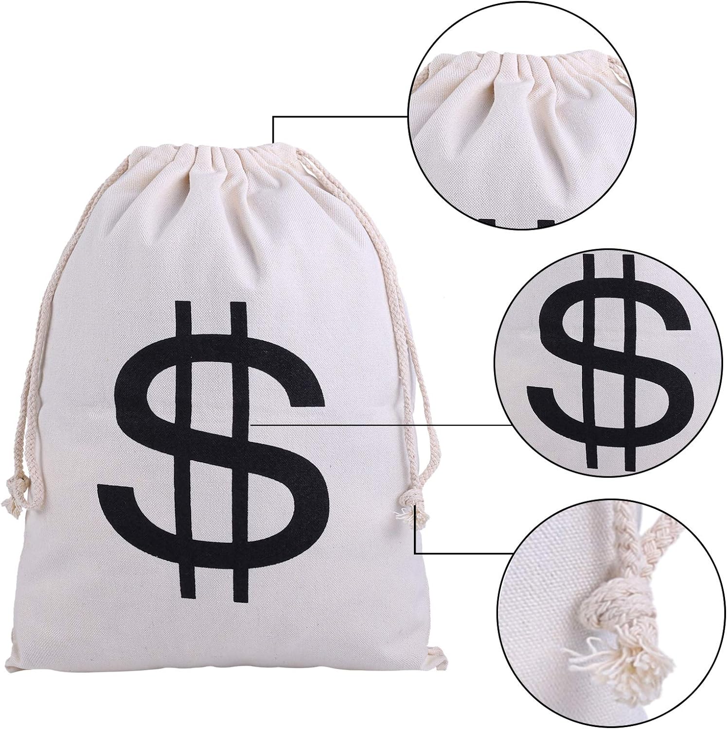 URATOT Halloween Robber Costume Set, Include Striped Long Sleeve T-Shirt Knit Cap Gloves Canvas Bags and Eye Mask