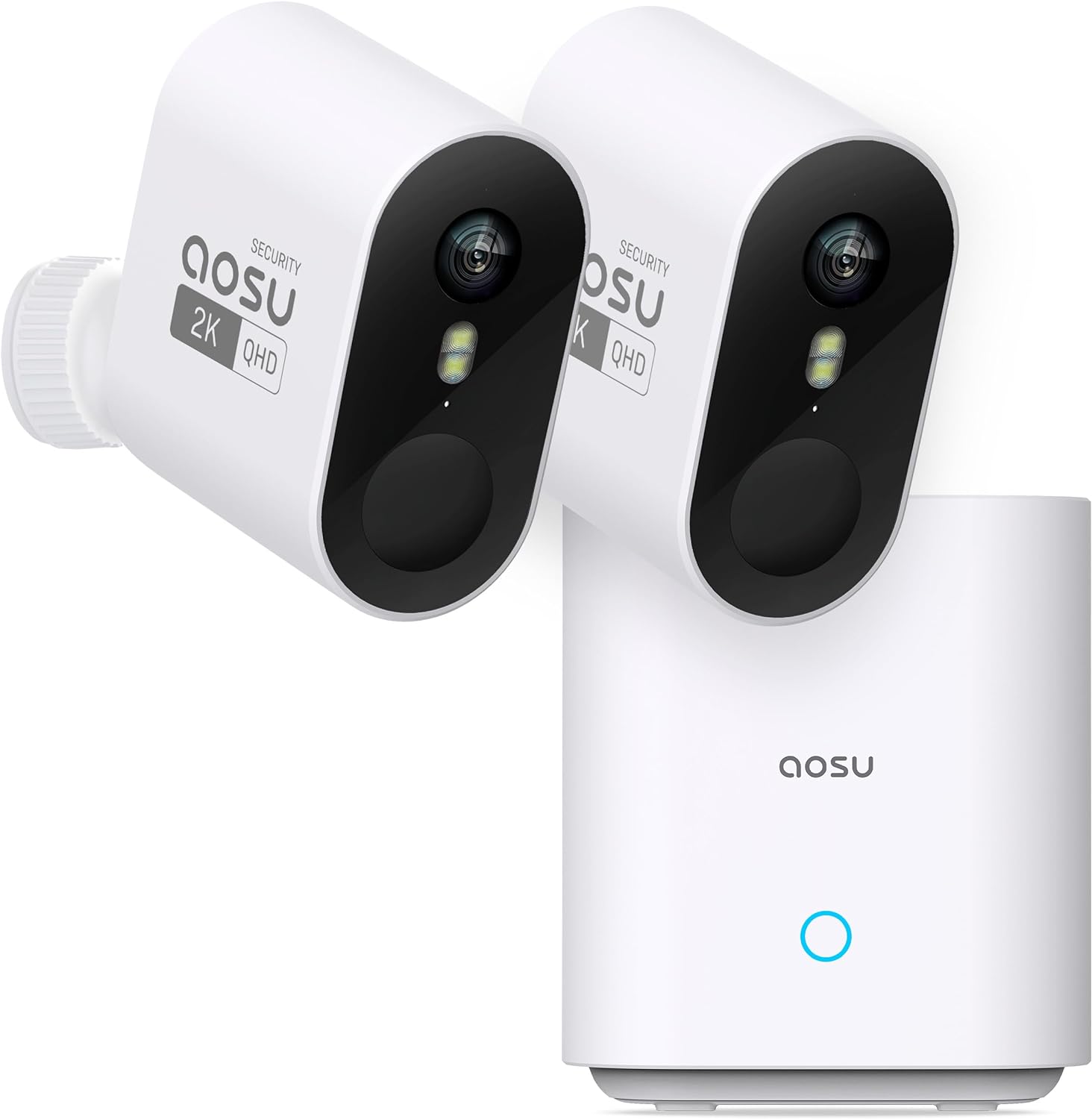 AOSU Security Cameras Wireless Outdoor Home System, True 2K HD Night Vision, No Subscription, 240-Day Battery Life, 166° Wide View, Spotlight  Sound Alarm, Motion Only Alert, Support 2.4G  5G WiFi