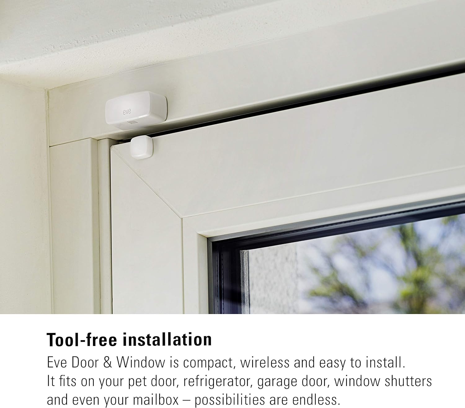 Eve Door  Window - Apple HomeKit Smart Home Wireless Contact Sensor for Windows  Doors, Automatically Trigger Accessories  Scenes, App Notifications, Bluetooth/Thread, 3 Pack
