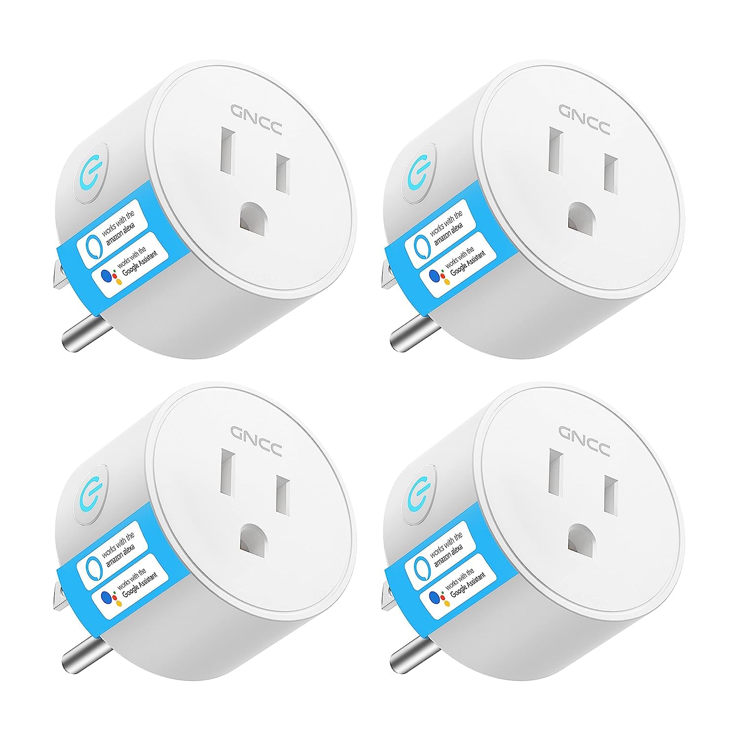 Smart Plug GNCC, Alexa Smart Plugs That Work with Alexa and Google Home, Smart Life Plugs Smart Outlet with WiFi Remote Control and Timer Function 2.4GHz Wi-Fi Only 4Packs New Year Gift